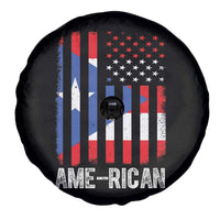 Puerto Rican American Flag Spare Tire Cover AME-RICAN Boricua Pride