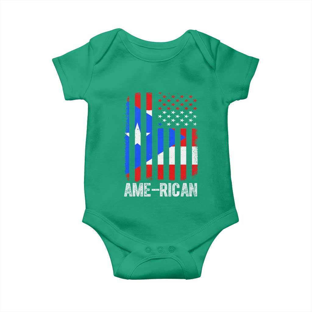 Puerto Rican American Flag Baby Onesie AME-RICAN Boricua Pride