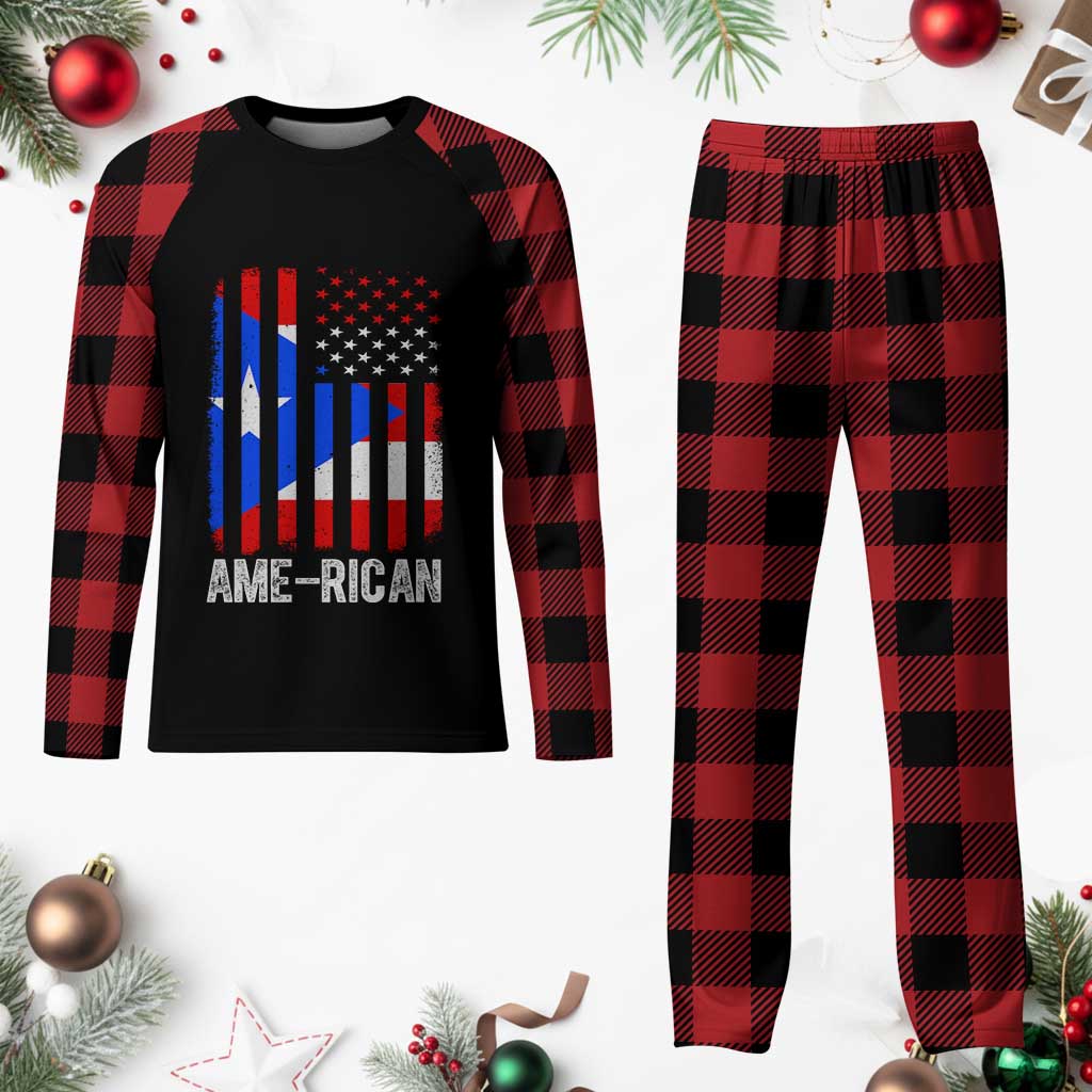 Puerto Rican American Flag Plaid Pajama Set AME-RICAN Boricua Pride