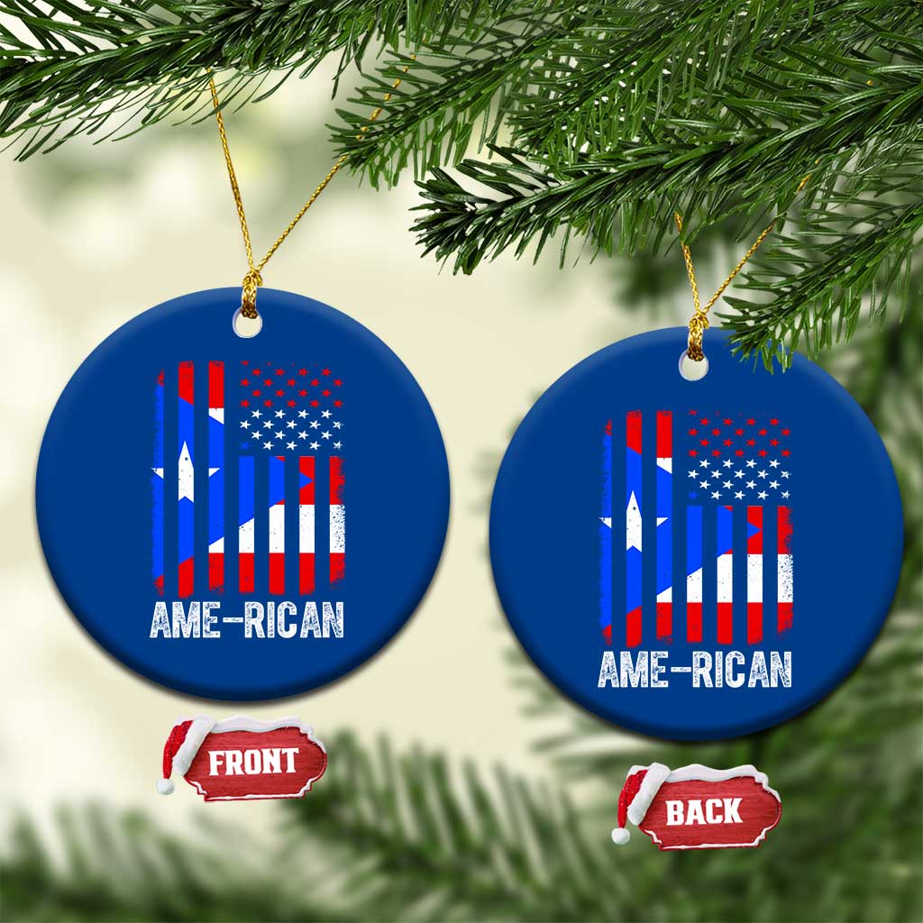 Puerto Rican American Flag Ceramic Ornament AME-RICAN Boricua Pride