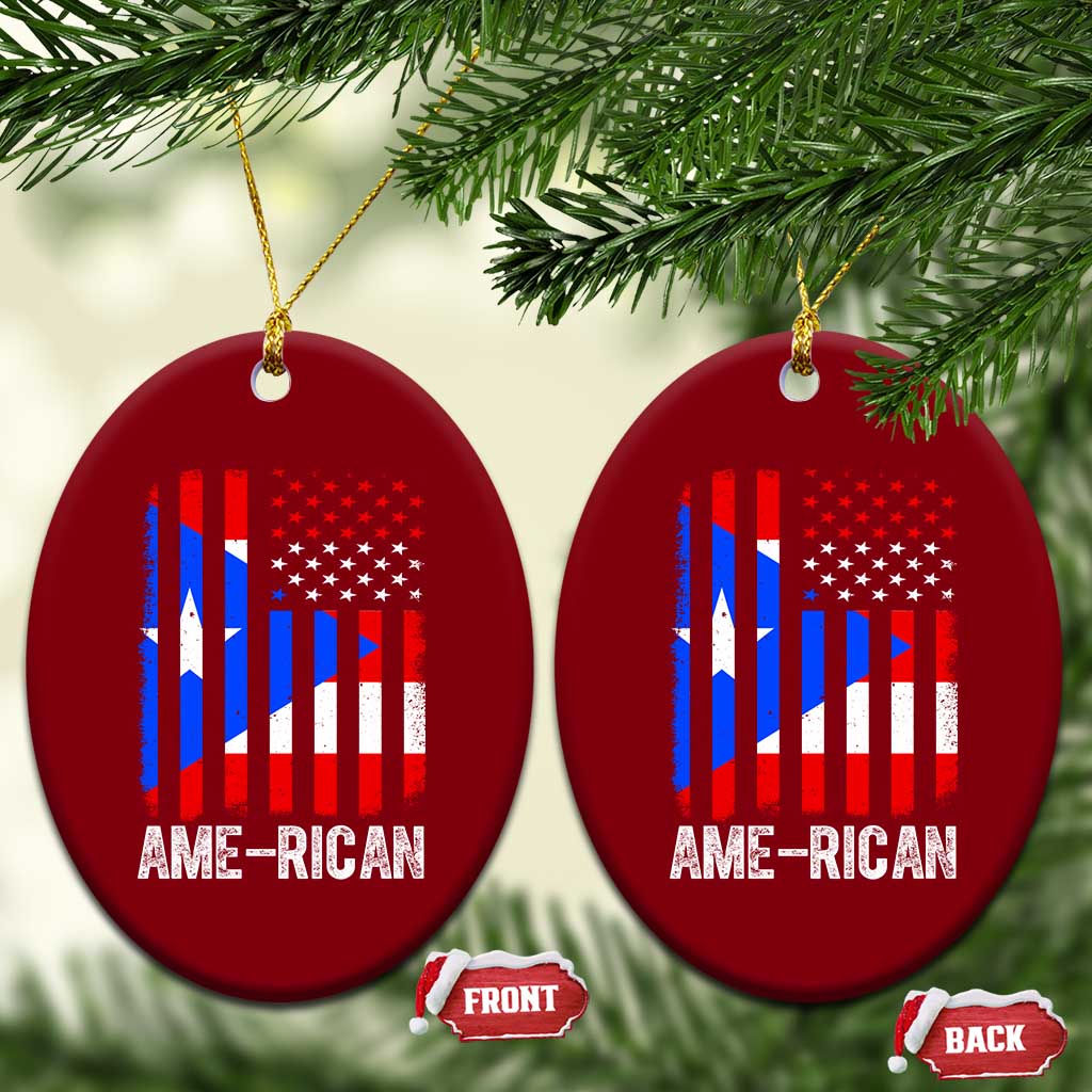 Puerto Rican American Flag Ceramic Ornament AME-RICAN Boricua Pride