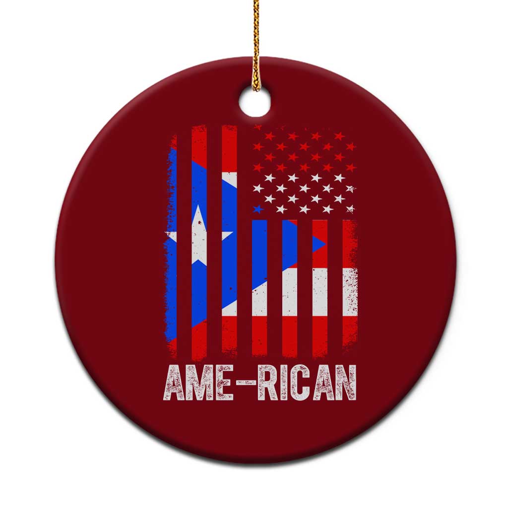 Puerto Rican American Flag Ceramic Ornament AME-RICAN Boricua Pride