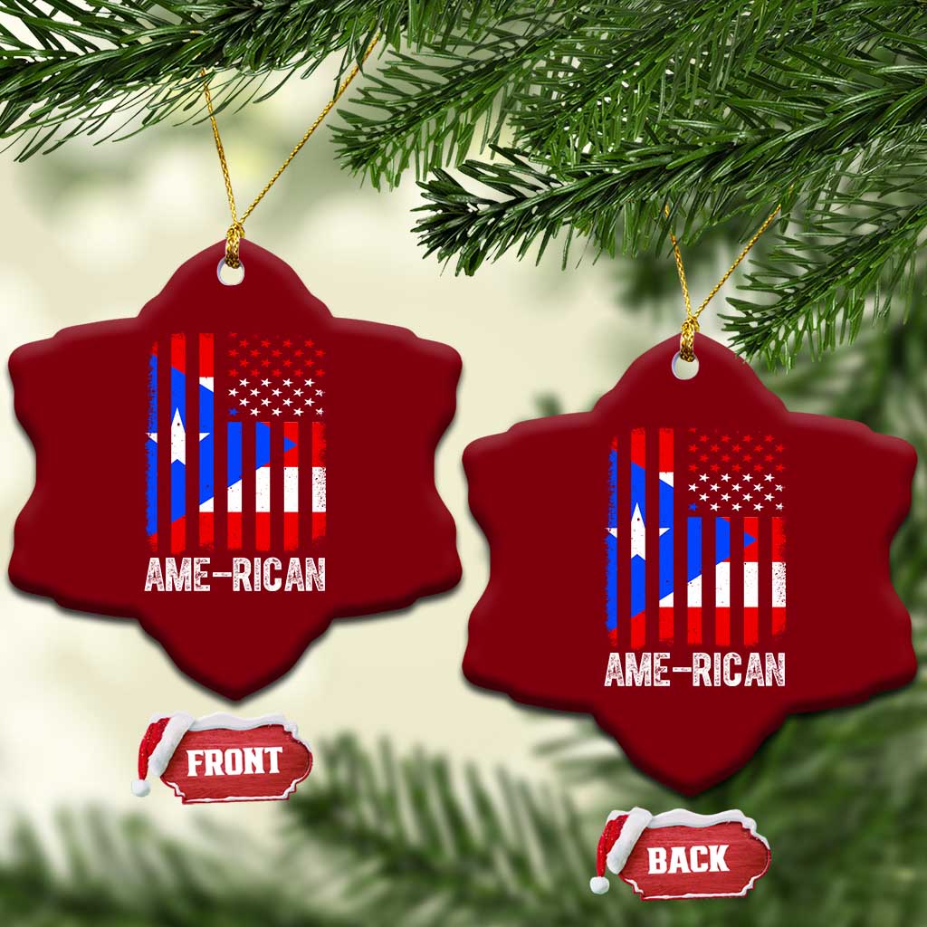 Puerto Rican American Flag Ceramic Ornament AME-RICAN Boricua Pride