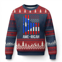 Puerto Rican American Flag Ugly Christmas Sweater AME-RICAN Boricua Pride