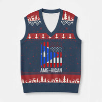 Puerto Rican American Flag V-Neck Knit Sweater Vest AME-RICAN Boricua Pride