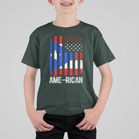 Puerto Rican American Flag T Shirt For Kid AME-RICAN Boricua Pride