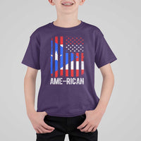 Puerto Rican American Flag T Shirt For Kid AME-RICAN Boricua Pride