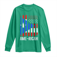 Puerto Rican American Flag Long Sleeve Shirt AME-RICAN Boricua Pride