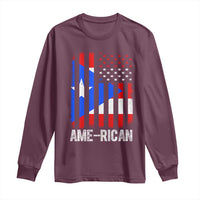 Puerto Rican American Flag Long Sleeve Shirt AME-RICAN Boricua Pride