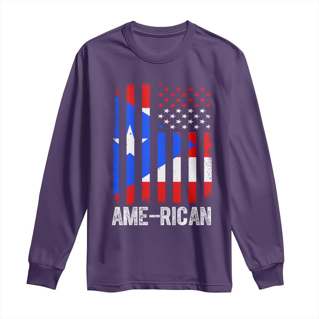 Puerto Rican American Flag Long Sleeve Shirt AME-RICAN Boricua Pride