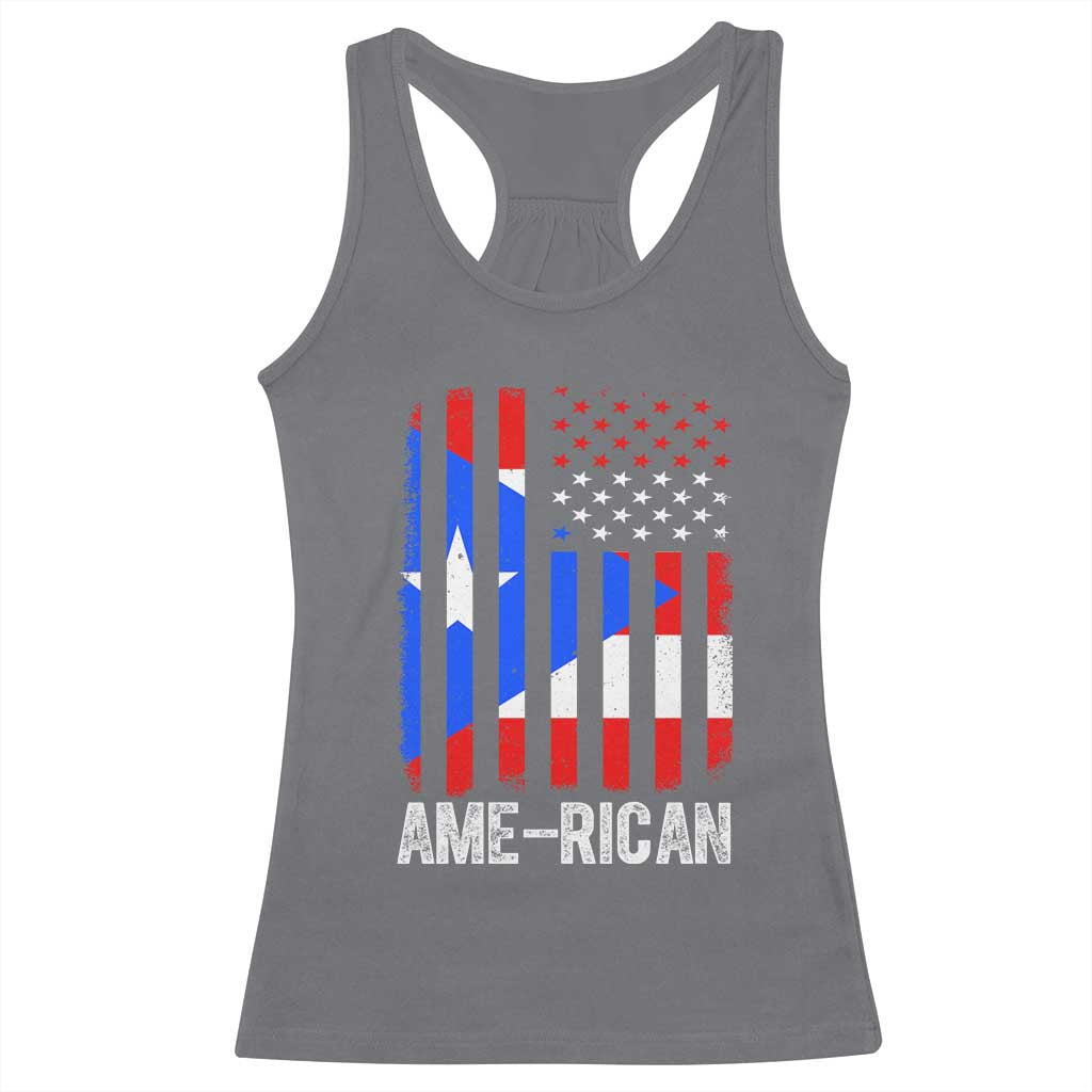 Puerto Rican American Flag Racerback Tank Top AME-RICAN Boricua Pride