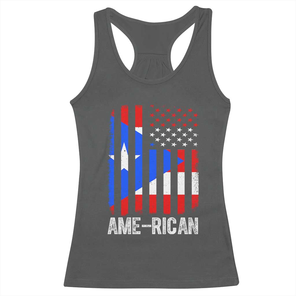 Puerto Rican American Flag Racerback Tank Top AME-RICAN Boricua Pride