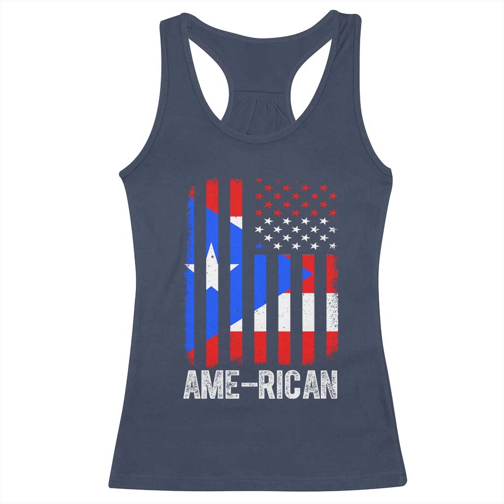 Puerto Rican American Flag Racerback Tank Top AME-RICAN Boricua Pride