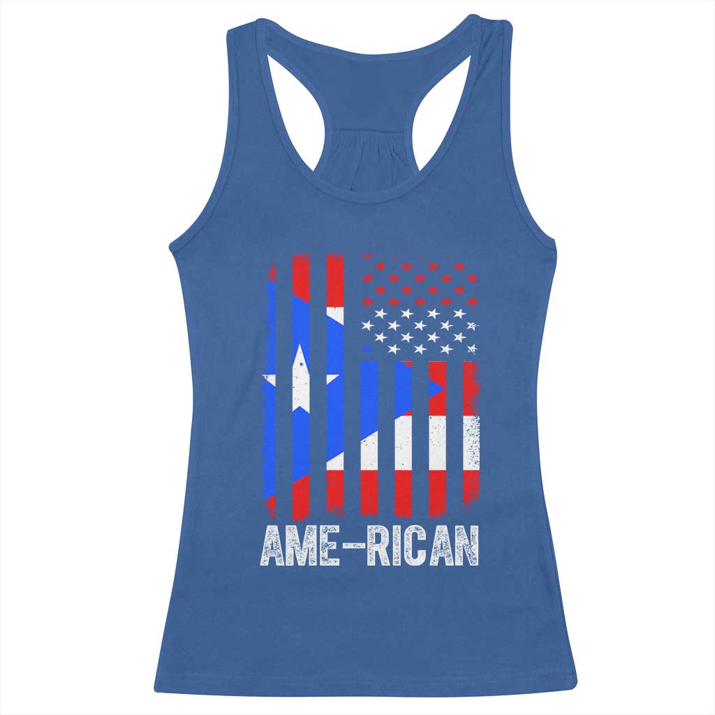 Puerto Rican American Flag Racerback Tank Top AME-RICAN Boricua Pride