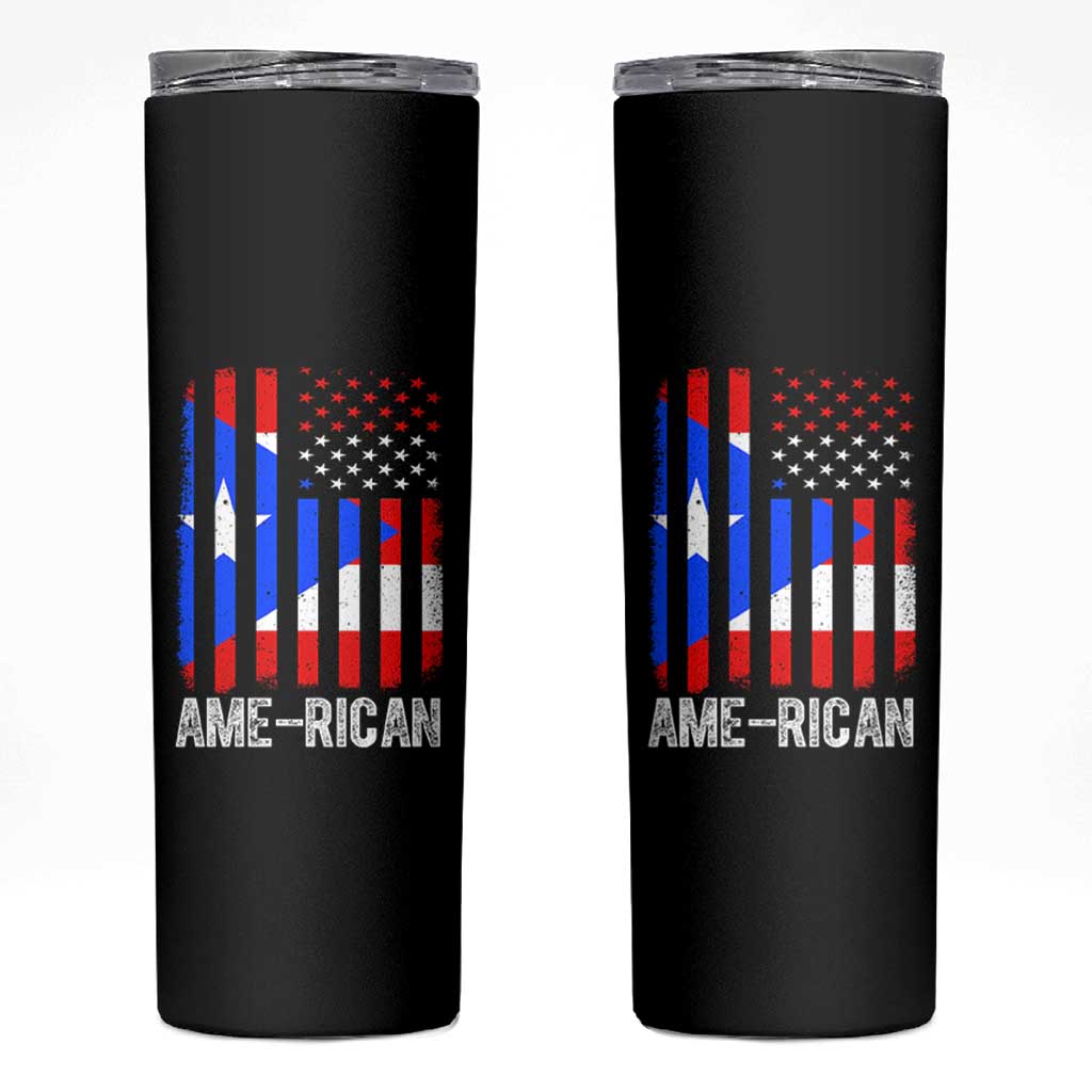 Puerto Rican American Flag Skinny Tumbler AME-RICAN Boricua Pride