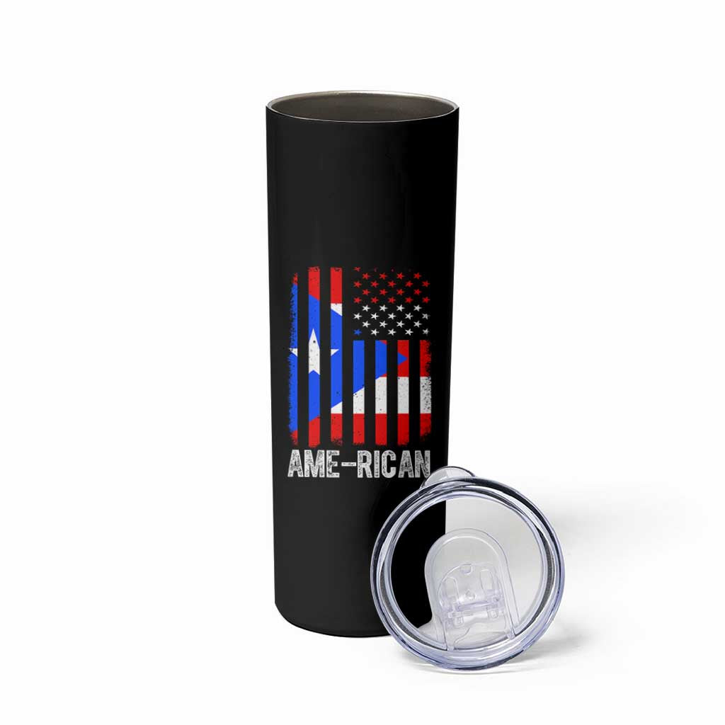Puerto Rican American Flag Skinny Tumbler AME-RICAN Boricua Pride