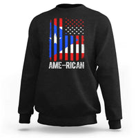 Puerto Rican American Flag Sweatshirt AME-RICAN Boricua Pride