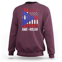 Puerto Rican American Flag Sweatshirt AME-RICAN Boricua Pride