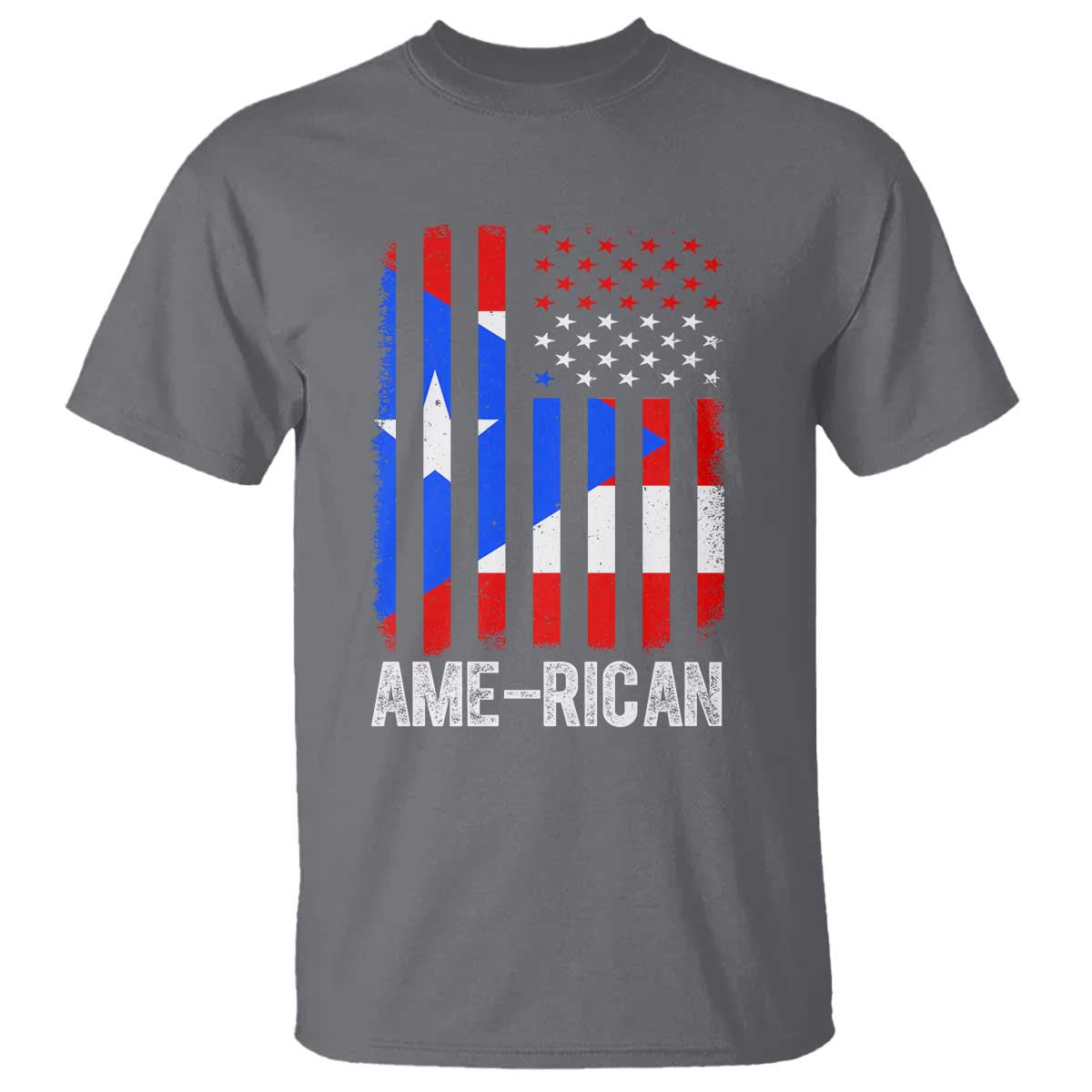 Puerto Rican American Flag T Shirt AME-RICAN Boricua Pride