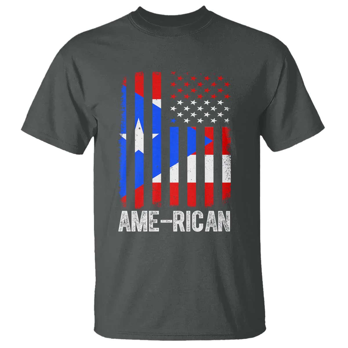 Puerto Rican American Flag T Shirt AME-RICAN Boricua Pride
