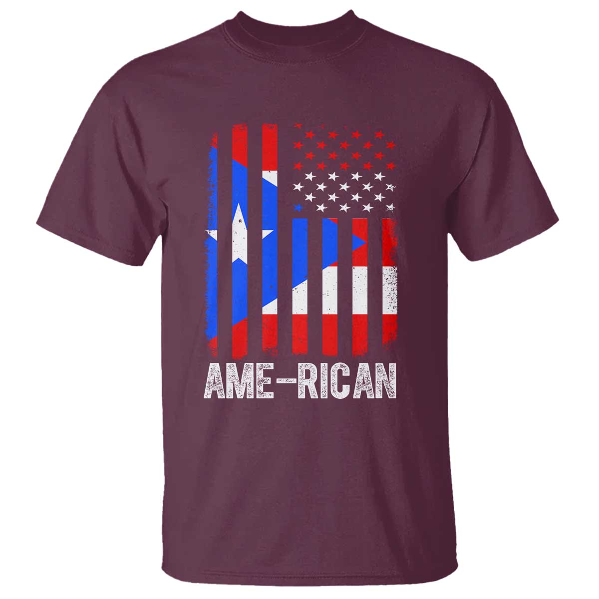 Puerto Rican American Flag T Shirt AME-RICAN Boricua Pride