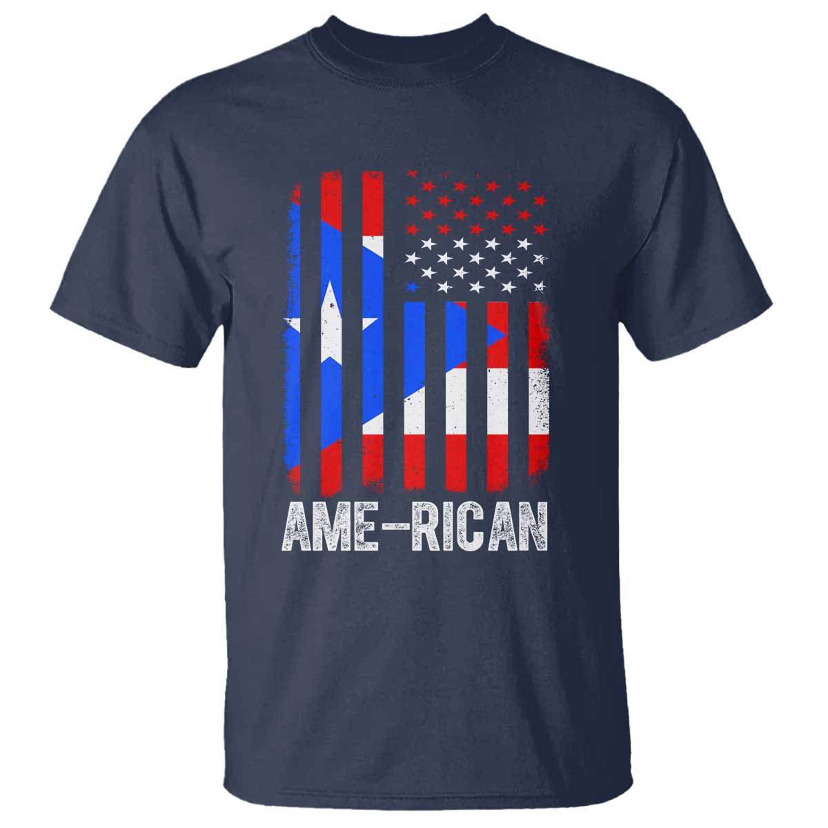 Puerto Rican American Flag T Shirt AME-RICAN Boricua Pride