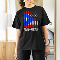 Puerto Rican American Flag T Shirt For Women AME-RICAN Boricua Pride