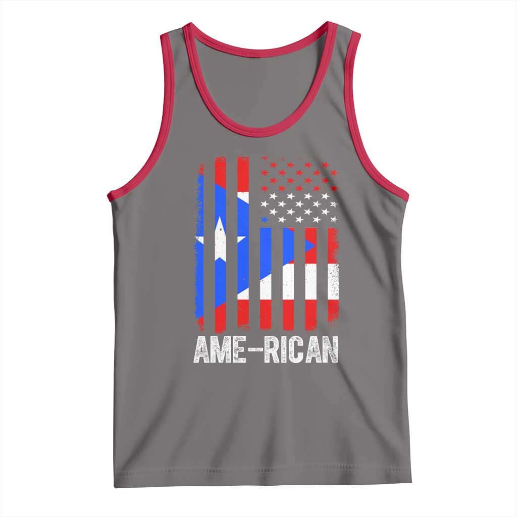 Puerto Rican American Flag Tank Top AME-RICAN Boricua Pride