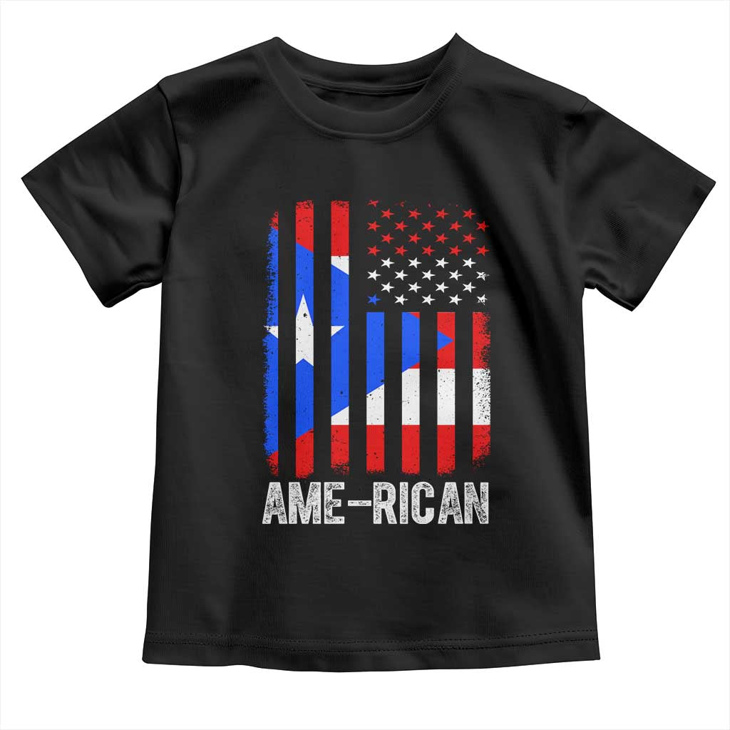 Puerto Rican American Flag Toddler T Shirt AME-RICAN Boricua Pride