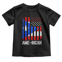 Puerto Rican American Flag Toddler T Shirt AME-RICAN Boricua Pride