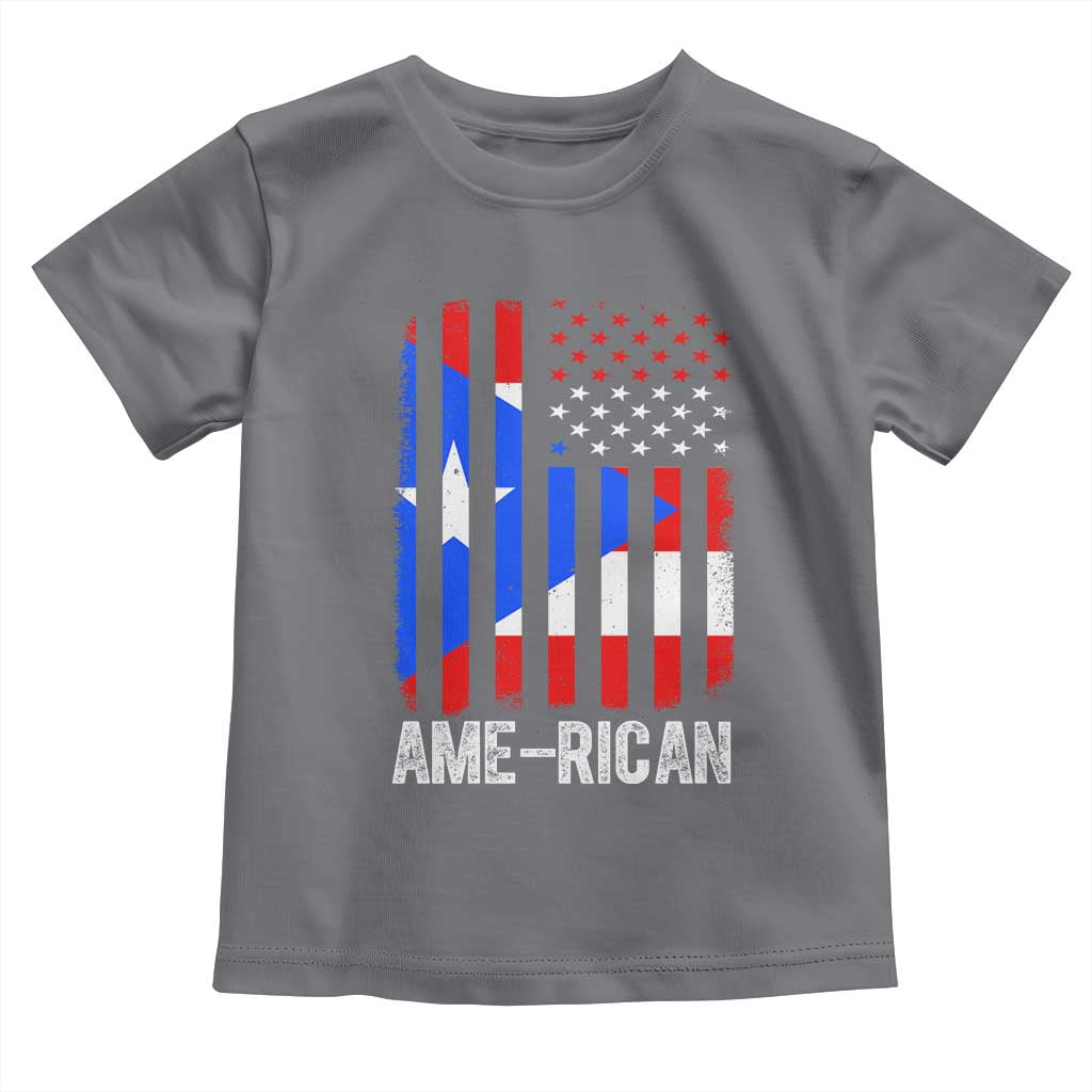 Puerto Rican American Flag Toddler T Shirt AME-RICAN Boricua Pride