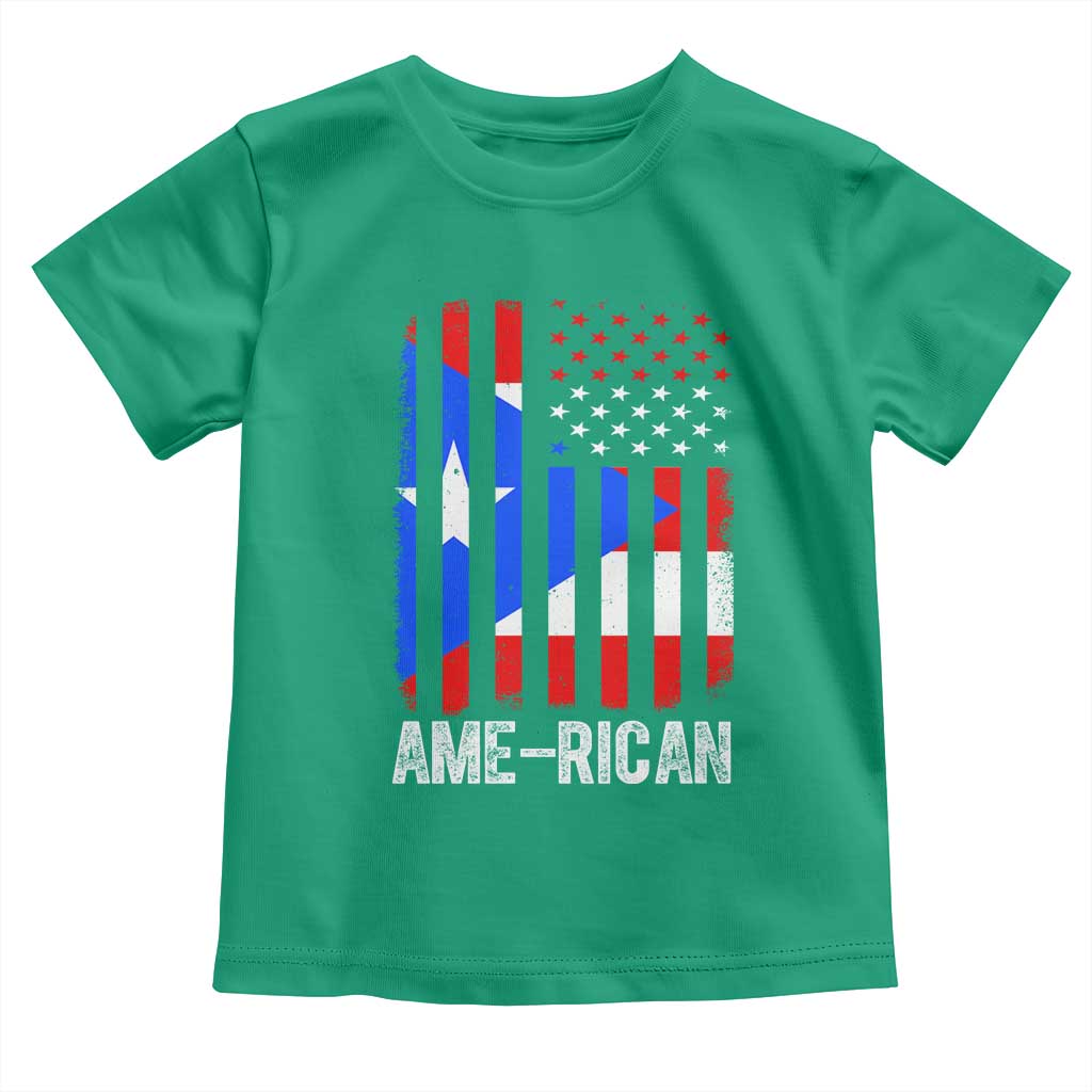 Puerto Rican American Flag Toddler T Shirt AME-RICAN Boricua Pride