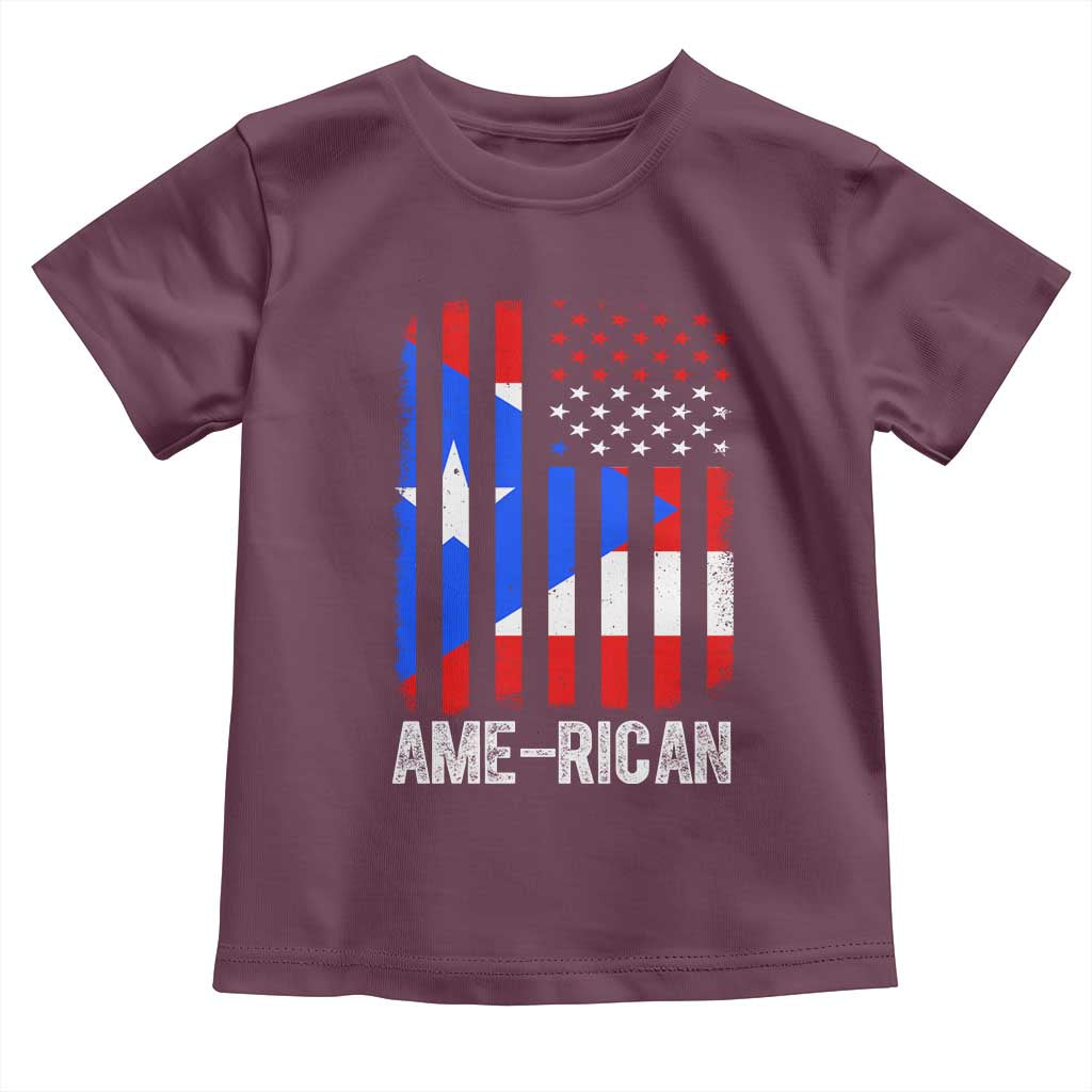 Puerto Rican American Flag Toddler T Shirt AME-RICAN Boricua Pride