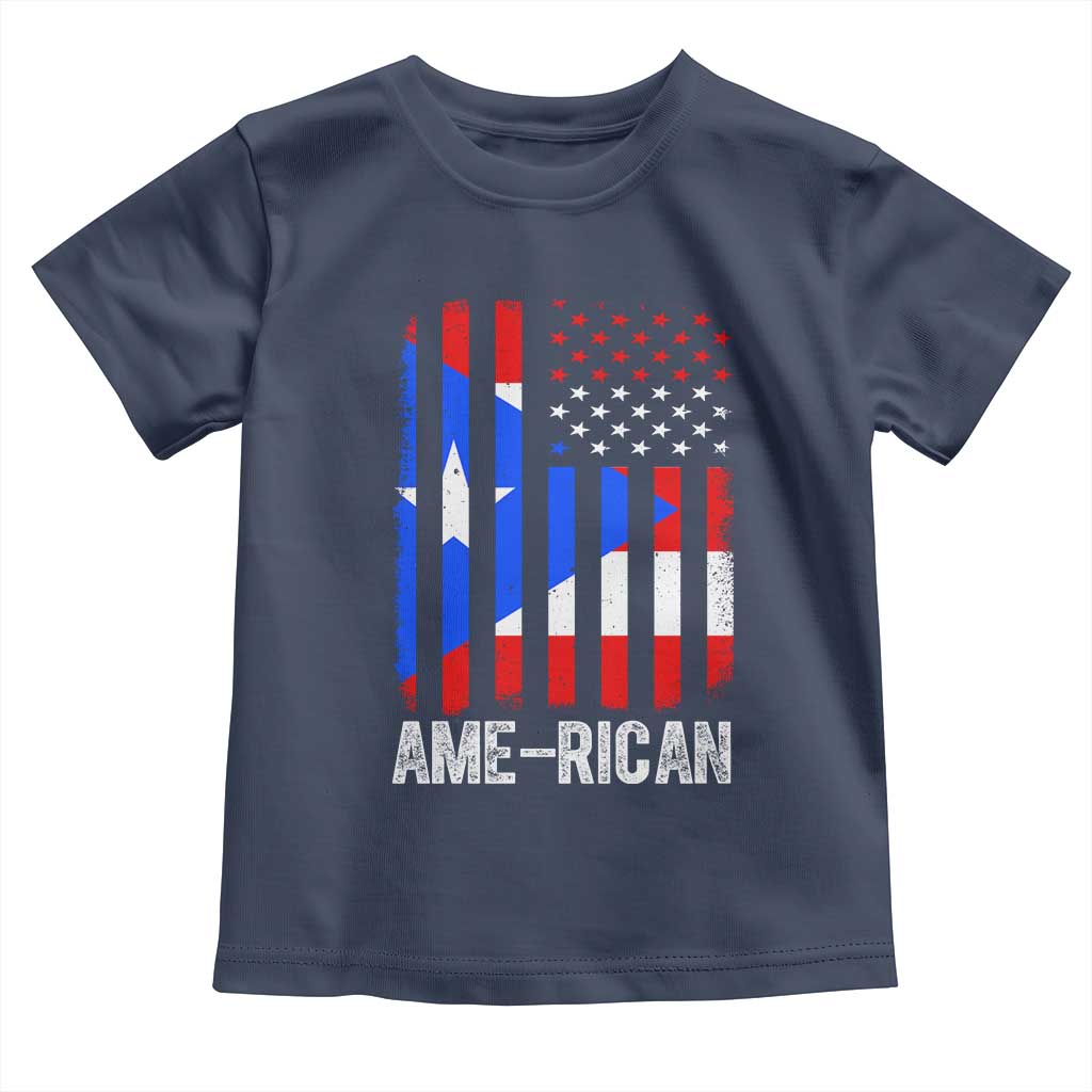 Puerto Rican American Flag Toddler T Shirt AME-RICAN Boricua Pride