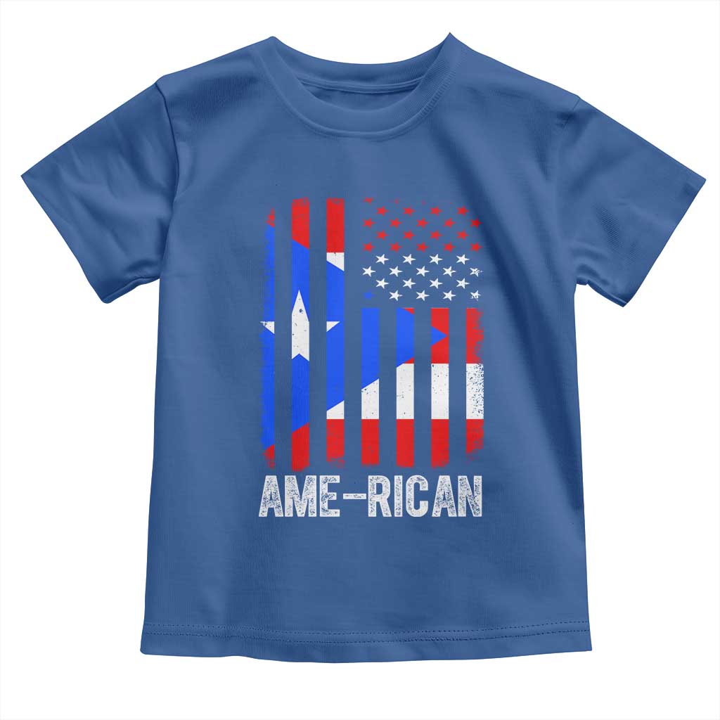 Puerto Rican American Flag Toddler T Shirt AME-RICAN Boricua Pride
