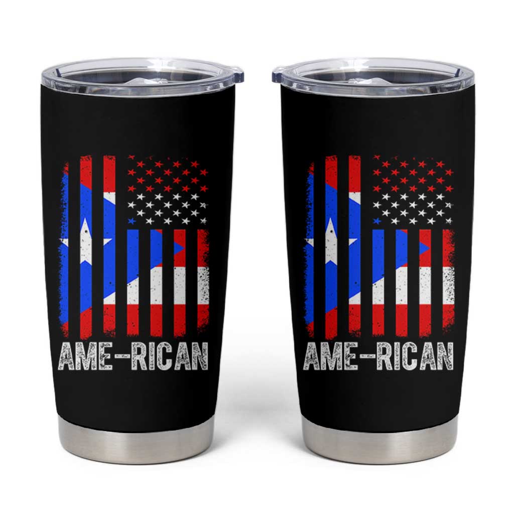Puerto Rican American Flag Tumbler Cup AME-RICAN Boricua Pride