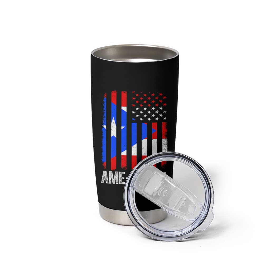 Puerto Rican American Flag Tumbler Cup AME-RICAN Boricua Pride