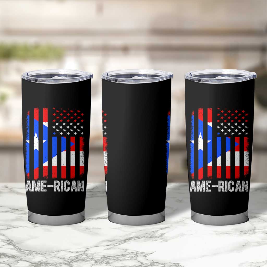 Puerto Rican American Flag Tumbler Cup AME-RICAN Boricua Pride