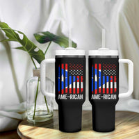 Puerto Rican American Flag Tumbler With Handle AME-RICAN Boricua Pride