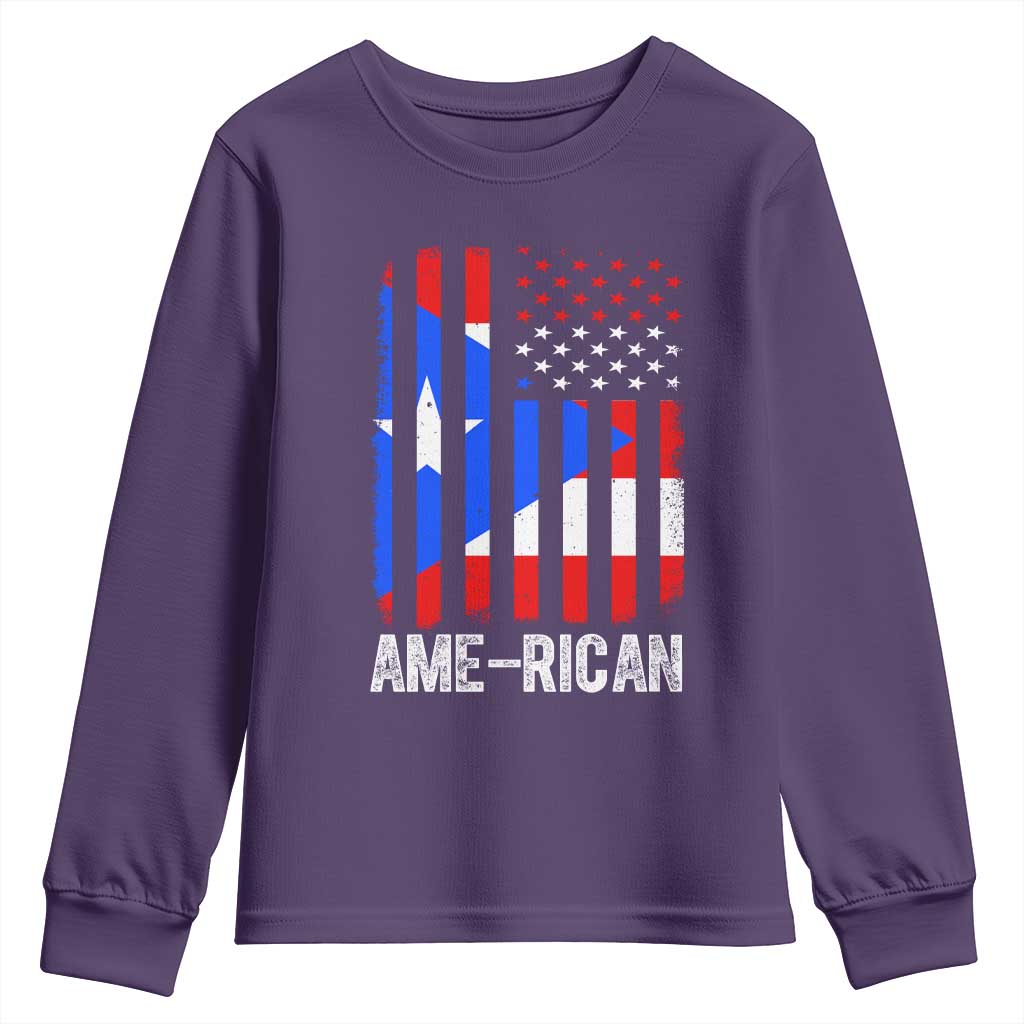 Puerto Rican American Flag Youth Sweatshirt AME-RICAN Boricua Pride