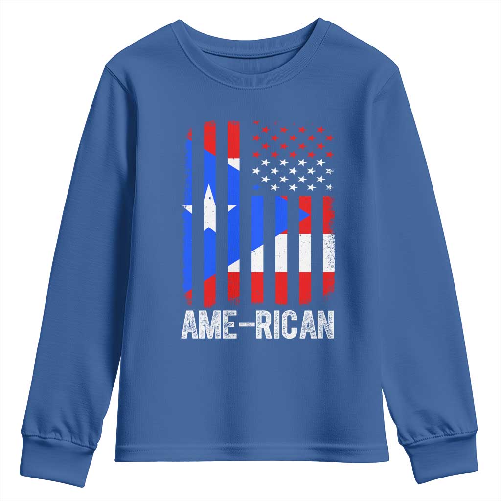 Puerto Rican American Flag Youth Sweatshirt AME-RICAN Boricua Pride