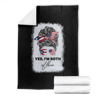 Yes I’m Both Puerto Rican American Throw Blanket Messy Bun Boricua Woman Pride
