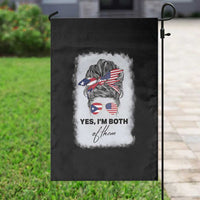 Yes I’m Both Puerto Rican American Garden Flag Messy Bun Boricua Woman Pride