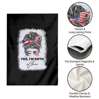 Yes I’m Both Puerto Rican American Garden Flag Messy Bun Boricua Woman Pride