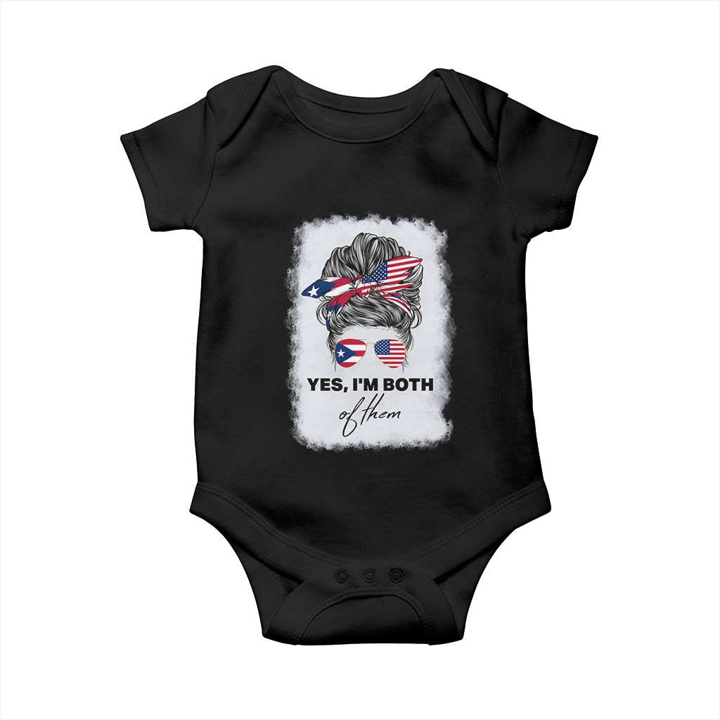 Yes I’m Both Puerto Rican American Baby Onesie Messy Bun Boricua Woman Pride