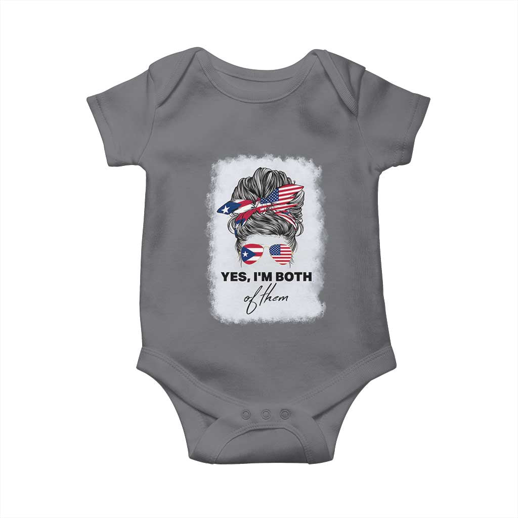 Yes I’m Both Puerto Rican American Baby Onesie Messy Bun Boricua Woman Pride