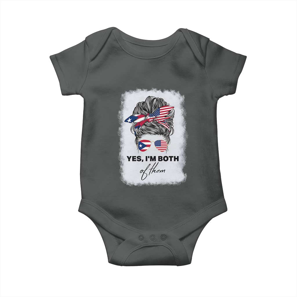 Yes I’m Both Puerto Rican American Baby Onesie Messy Bun Boricua Woman Pride