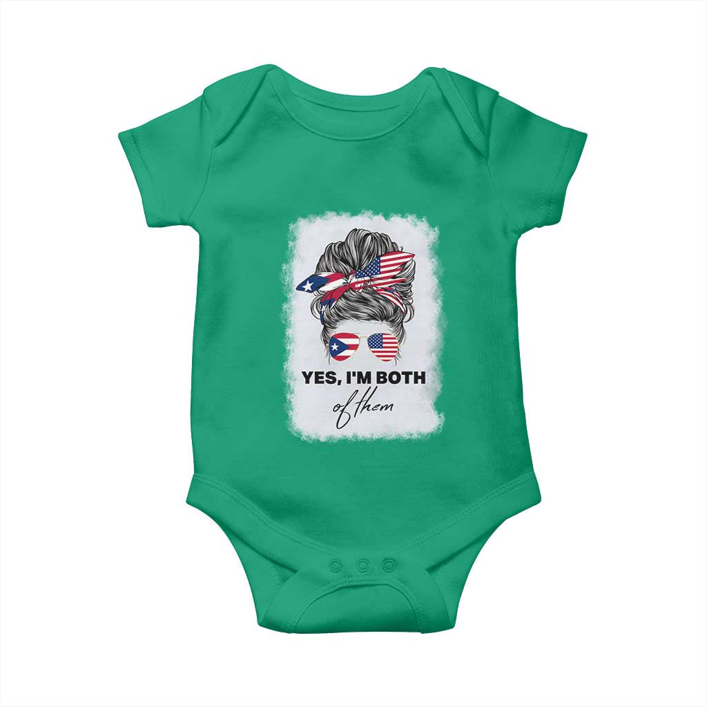 Yes I’m Both Puerto Rican American Baby Onesie Messy Bun Boricua Woman Pride