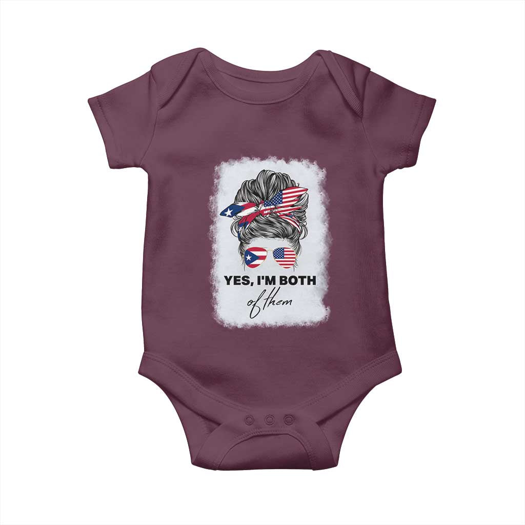 Yes I’m Both Puerto Rican American Baby Onesie Messy Bun Boricua Woman Pride