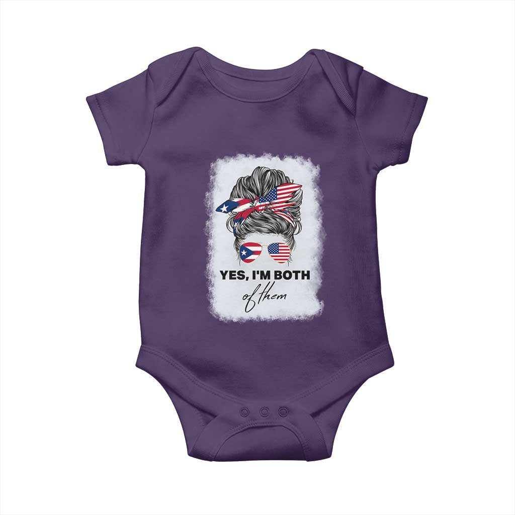 Yes I’m Both Puerto Rican American Baby Onesie Messy Bun Boricua Woman Pride